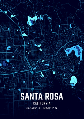 Santa Rosa California Midnight City Map