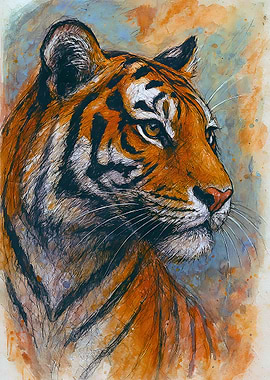 Watercolor Tiger Portrait