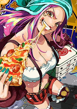 Anime Girl Eating Pizza