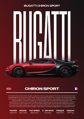 Bugatti Chiron Sport Car Poster