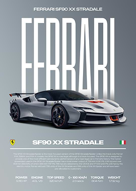 Ferrari SF90 XX Stradale Car Poster