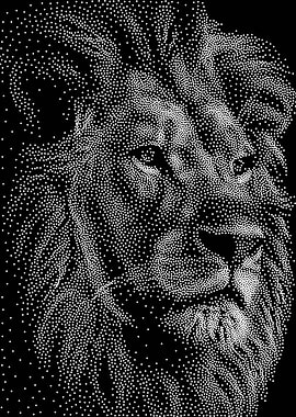 Lion Portrait Stippling Art