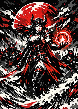 Demonic Queen with Fiery Orb