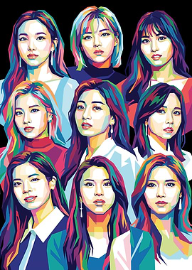 TWICE K-Pop Group Pop Art Portrait