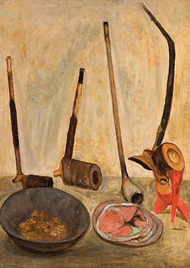 Still Life with Pipes and Ham