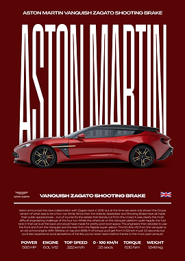 Aston Martin Vanquish Zagato Shooting Brake Car Poster