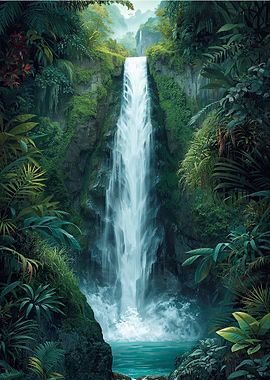 Lush Jungle Waterfall