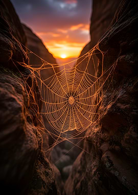 Spiderweb at Sunset