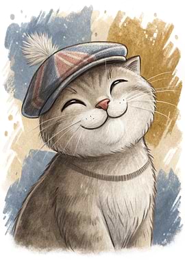 Cute Cat Wearing a Union Jack Hat