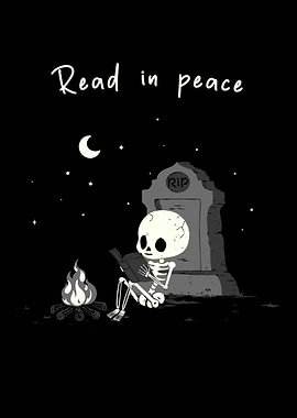 Skeleton reading by campfire