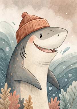 Cute Shark Wearing a Beanie
