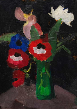 Vase of Anemones and Other Flowers
