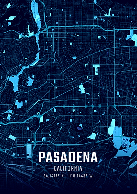 Pasadena California Midnight City Map