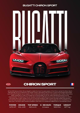 Bugatti Chiron Sport Car Poster