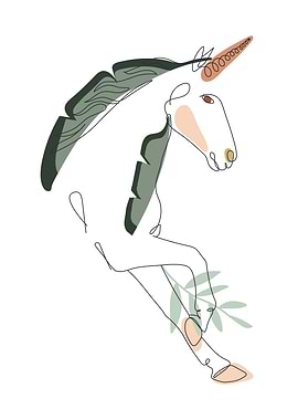 Minimalist Unicorn with Floral Accents
