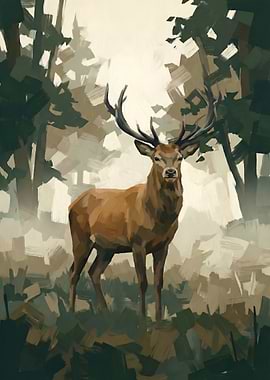 Majestic Stag in a Misty Forest