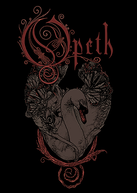 Opeth logo with swan and butterflies