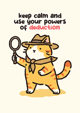 Detective Cat with Magnifying Glass