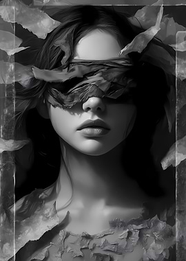 Blindfolded Woman with Floral Headdress