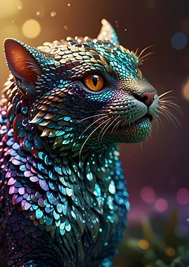 Fantasy Scaled Cat Portrait