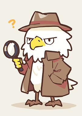 Detective Eagle with Magnifying Glass