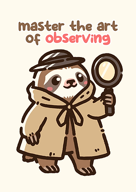 Detective Sloth with Magnifying Glass