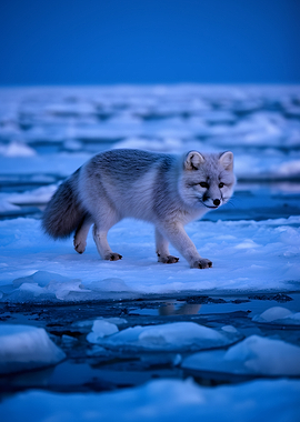 Arctic Fox on Ice