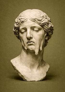Melting Marble Bust of a Woman