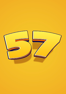 Number 57 in 3D Yellow