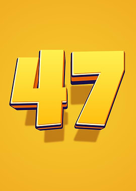 Yellow Number 47 with Blue Outline