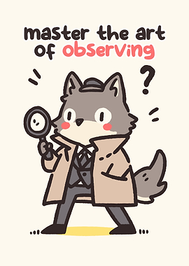 Detective Wolf with Magnifying Glass