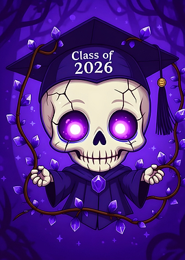 Cute Skeleton Graduation Art