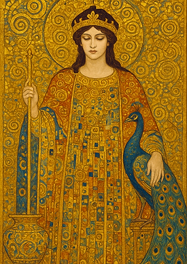 Regal Woman with Peacock