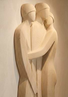 Sculpture of three embracing figures