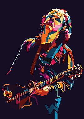 Colorful Guitarist in Pop Art Style