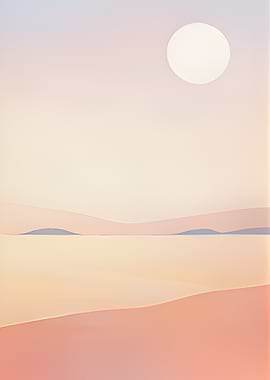 Minimalist Desert Landscape with Sun