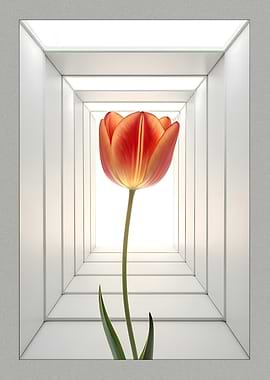 Floral Infinity: Red Tulips at the Heart of Dimensions