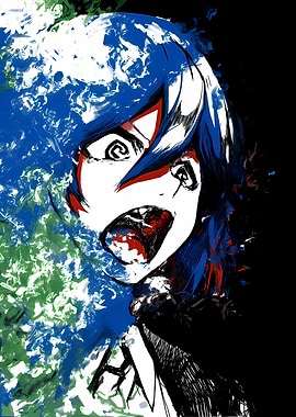 Screaming Anime Character with Earth-like Design