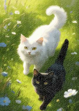 Two Cats in a Meadow
