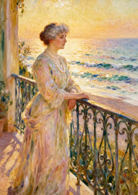 Woman on a Balcony Overlooking the Sea