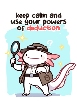 Cute Axolotl Detective with Magnifying Glass
