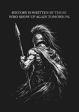 Spartan Warrior with History Quote