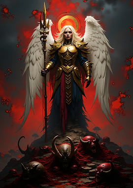 Angel of War with Demon Skulls