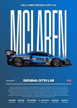 McLaren Senna GTR LM Car Poster