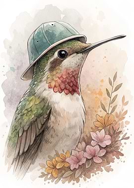 Hummingbird Wearing a Hat
