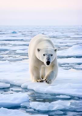 Polar Bear Walking on Ice