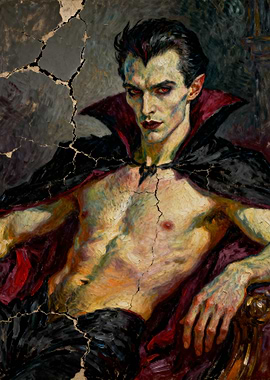 Vampire Portrait with Cracked Texture