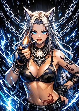 Anime Girl Lighting Cigarette