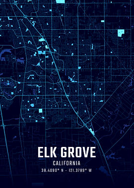 Elk Grove California Midnight City Map
