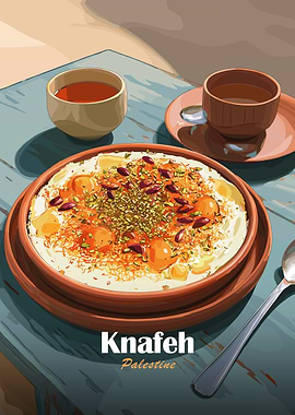 Knafeh with Tea in Palestine
